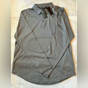 TRAVISMATHEW Long Sleeve Grey 3 button Golf Polo NWT